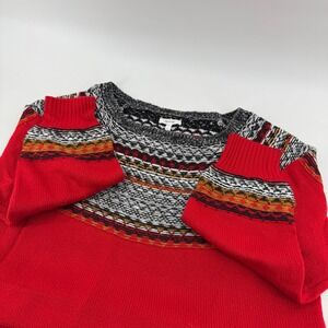 Maurices Womens Red Fair Isle Knit Sweater Size L Colorful Y2k